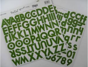Bella-Green Alphabet Chipboard (Chipz)